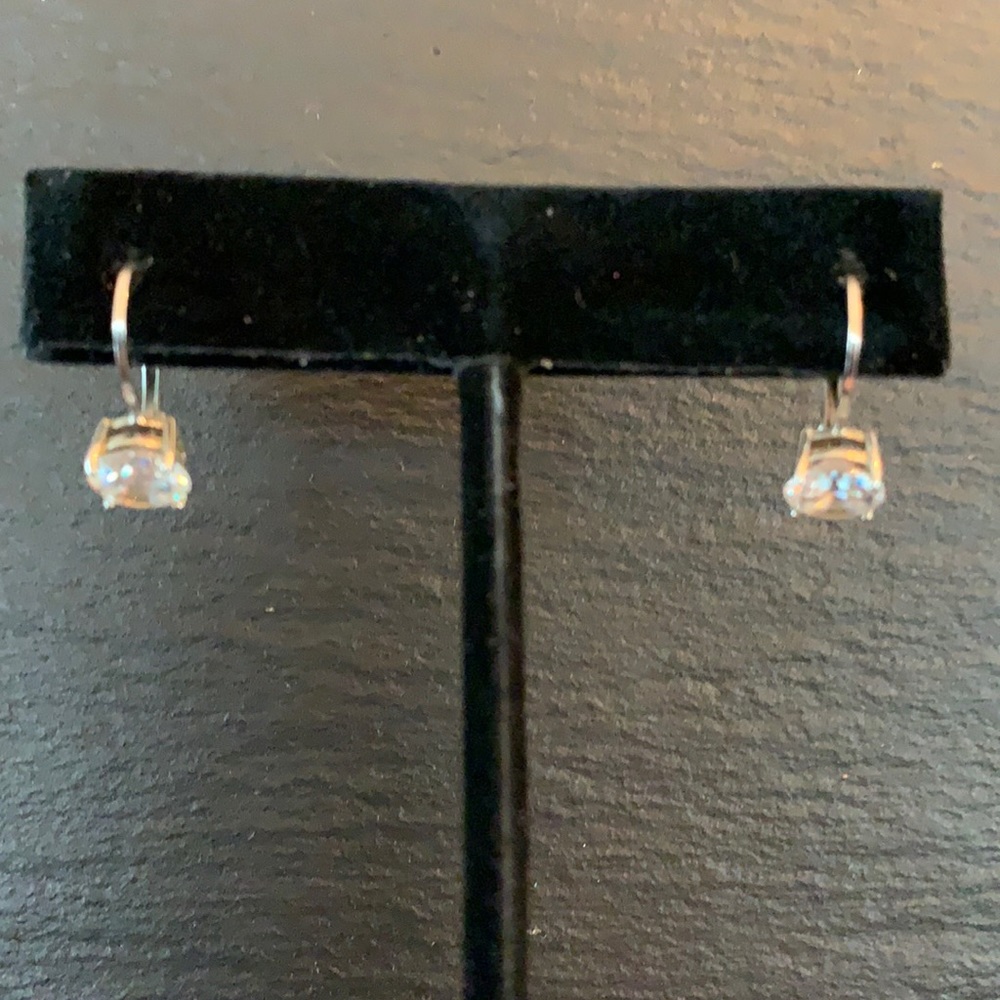 Cubic Zirconia and sterling silver diamond drop earrings